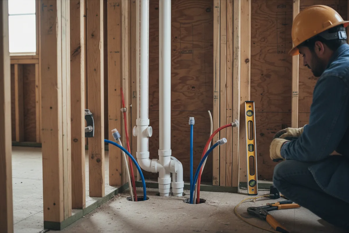 Drain and supply rough-in during Drain Cleaning in Landisville