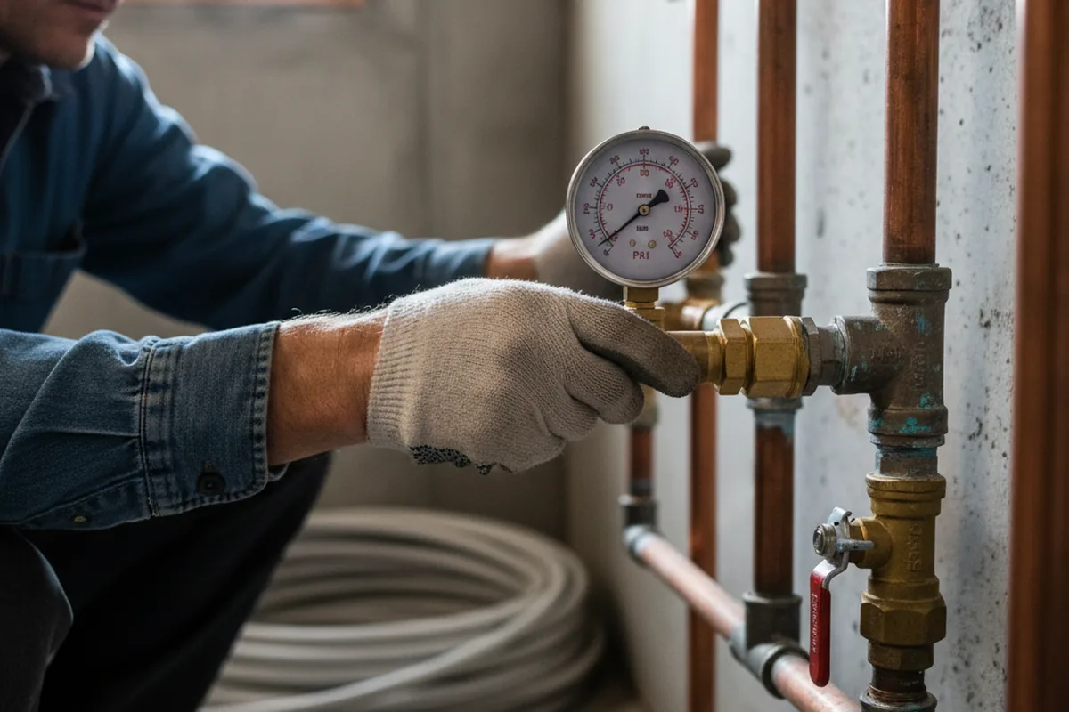 Pressure testing a repaired line during Water Line Repair in Landisville